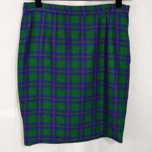 Valentino Boutique Vintage Green and Blue Chequered Skirt